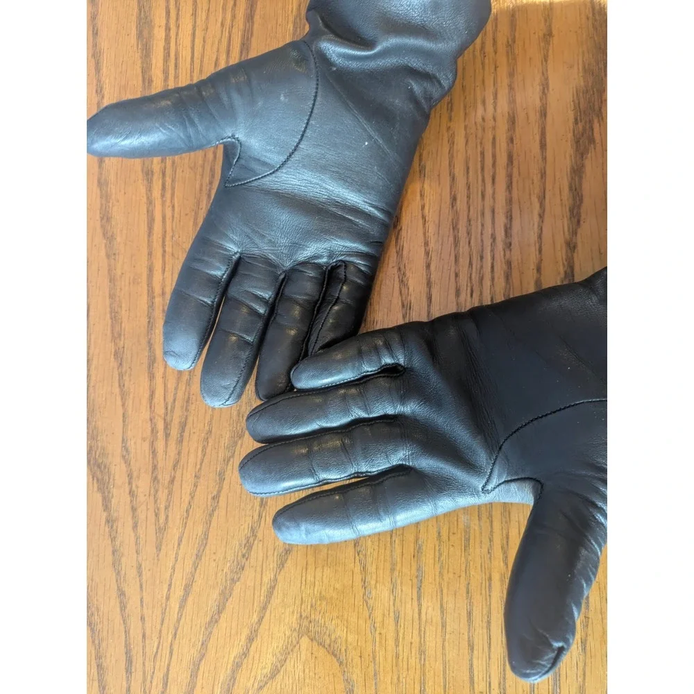 Talbots Womens Dark Brown Italian Leather Cashmere Lined‎ Gloves Size 6.5 Italy